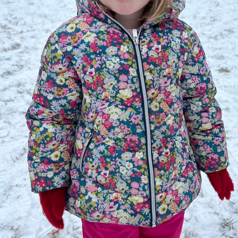 Floral Winter Jacket with Pink Pants
